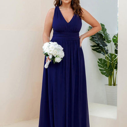 Hazel | V Neck Pleated Chiffon Wedding Guest Dress