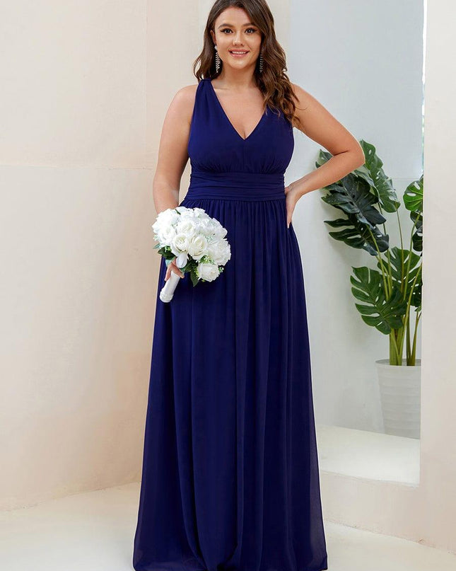 Hazel | V Neck Pleated Chiffon Wedding Guest Dress