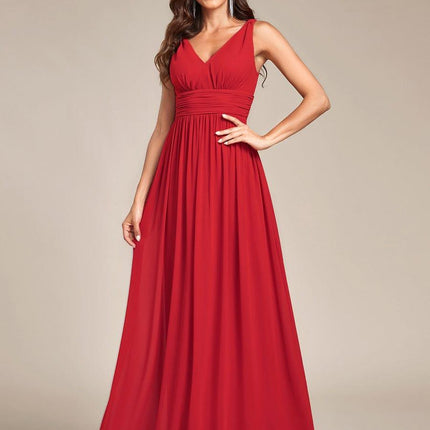 Hazel | V Neck Pleated Chiffon Wedding Guest Dress