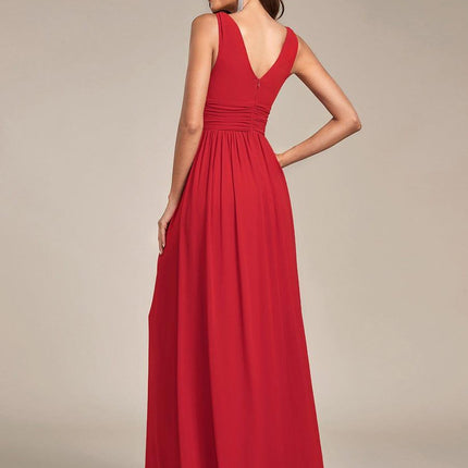 Hazel | V Neck Pleated Chiffon Wedding Guest Dress