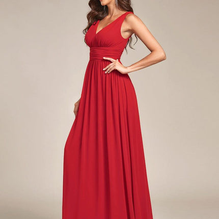 Hazel | V Neck Pleated Chiffon Wedding Guest Dress