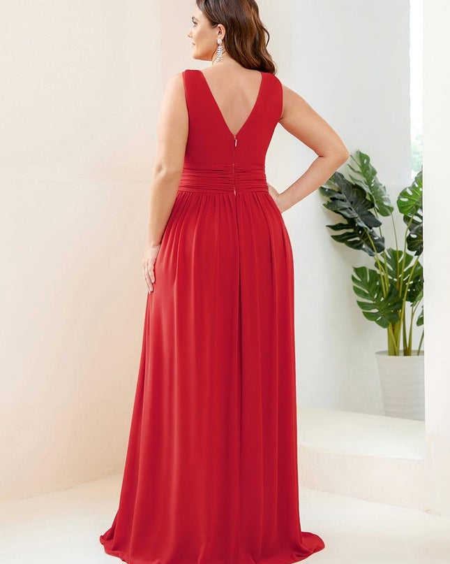 Hazel | V Neck Pleated Chiffon Wedding Guest Dress