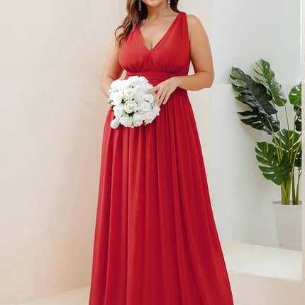 Hazel | V Neck Pleated Chiffon Wedding Guest Dress