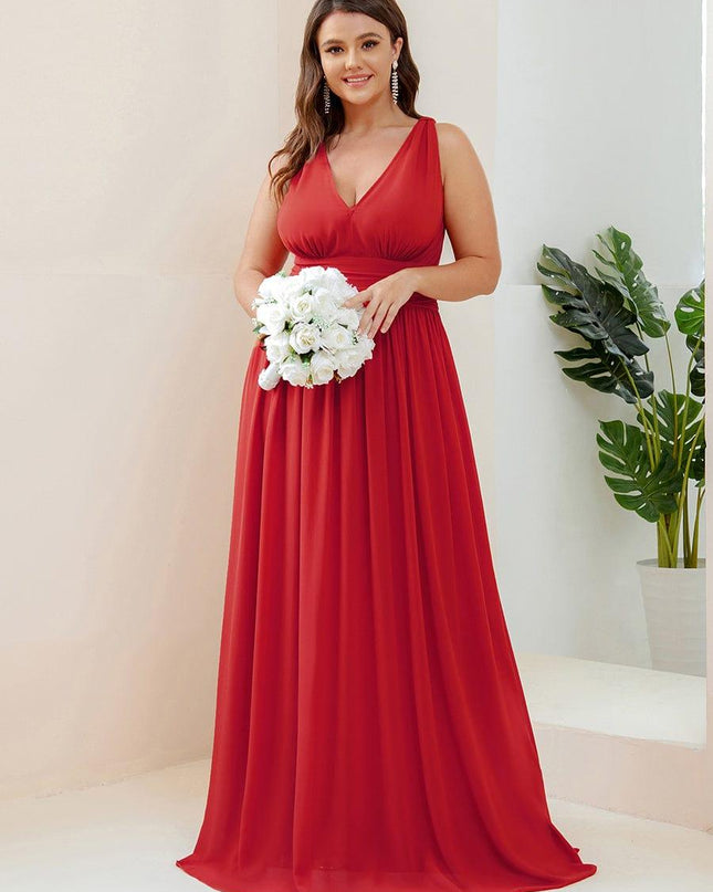 Hazel | V Neck Pleated Chiffon Wedding Guest Dress