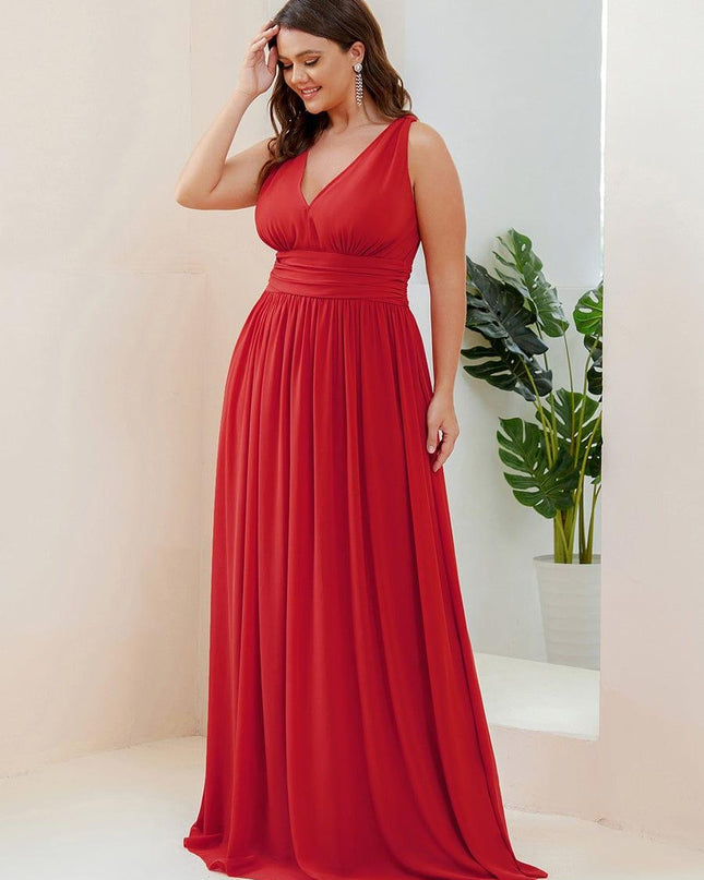 Hazel | V Neck Pleated Chiffon Wedding Guest Dress