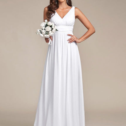 Hazel | V Neck Pleated Chiffon Wedding Guest Dress