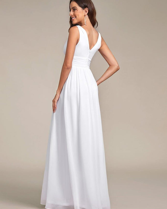 Hazel | V Neck Pleated Chiffon Wedding Guest Dress