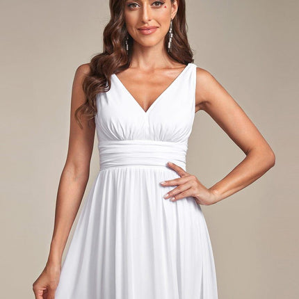 Hazel | V Neck Pleated Chiffon Wedding Guest Dress