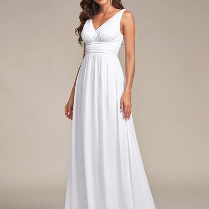 Hazel | V Neck Pleated Chiffon Wedding Guest Dress