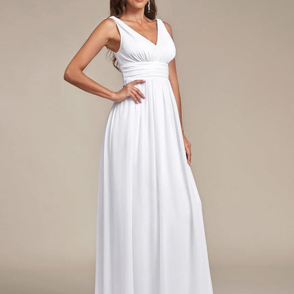 Hazel | V Neck Pleated Chiffon Wedding Guest Dress