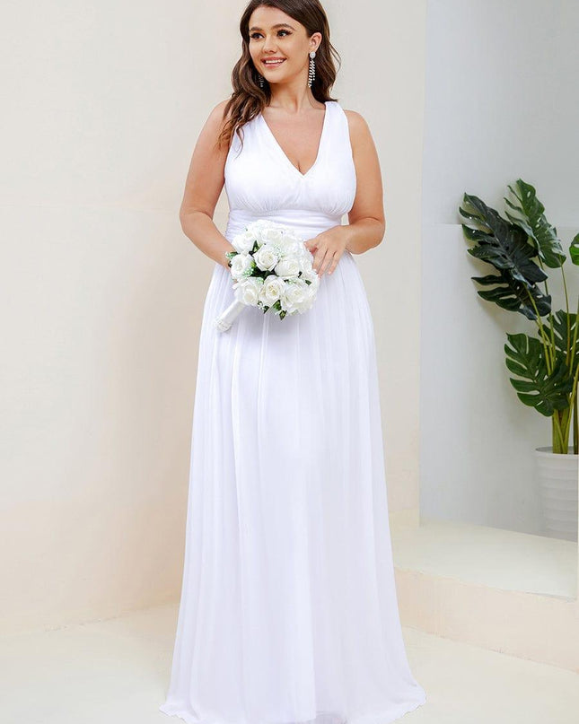 Hazel | V Neck Pleated Chiffon Wedding Guest Dress