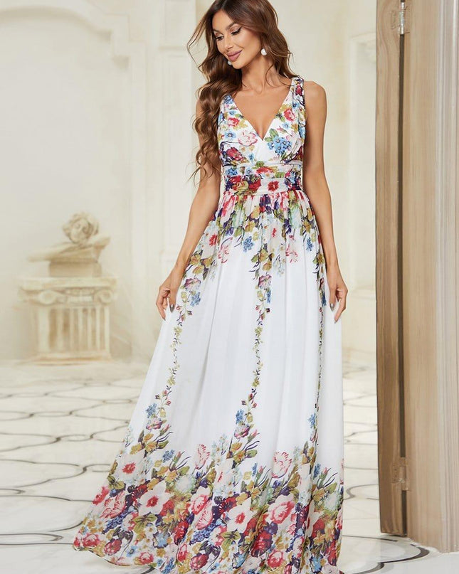 Hazel | V Neck Pleated Chiffon Wedding Guest Dress