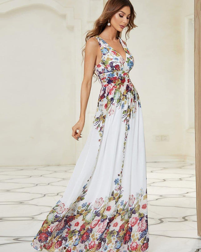 Hazel | V Neck Pleated Chiffon Wedding Guest Dress