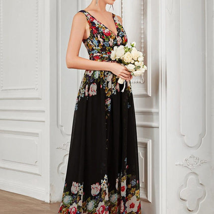 Hazel | V Neck Pleated Chiffon Wedding Guest Dress