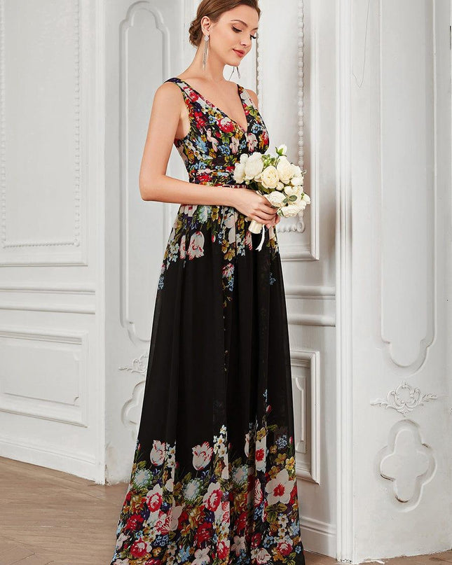 Hazel | V Neck Pleated Chiffon Wedding Guest Dress