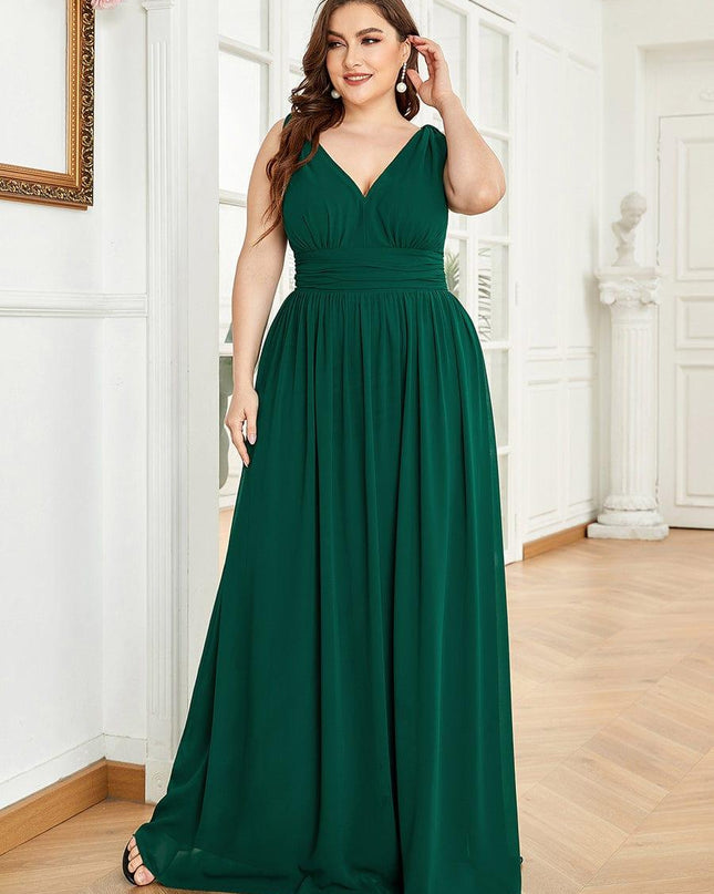 Hazel | V Neck Pleated Chiffon Wedding Guest Dress