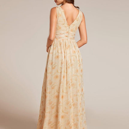 Hazel | V Neck Pleated Chiffon Wedding Guest Dress
