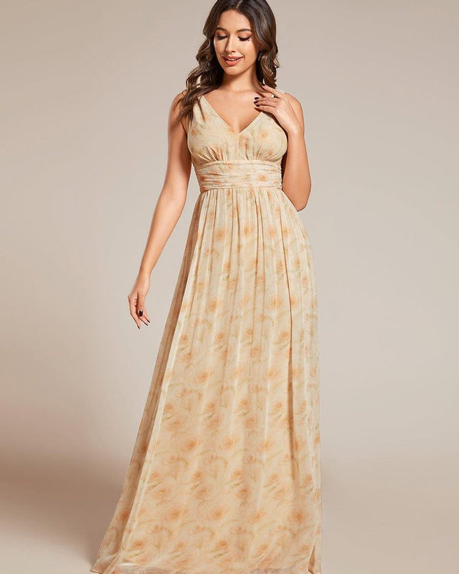 Hazel | V Neck Pleated Chiffon Wedding Guest Dress