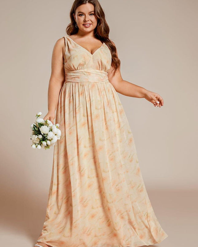 Hazel | V Neck Pleated Chiffon Wedding Guest Dress