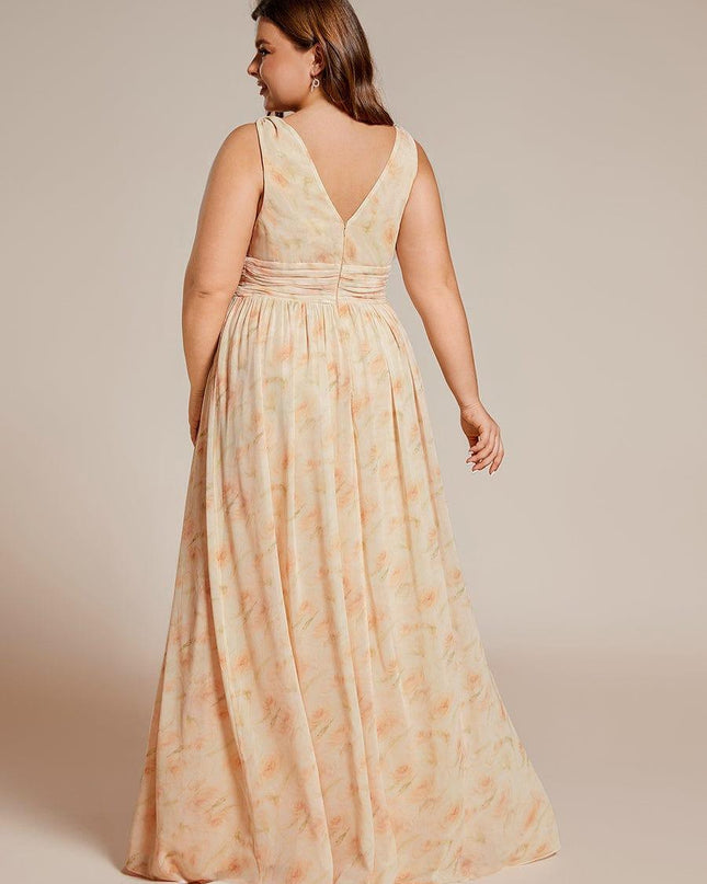 Hazel | V Neck Pleated Chiffon Wedding Guest Dress