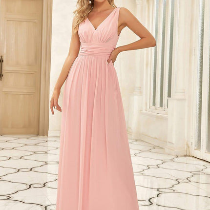 Hazel | V Neck Pleated Chiffon Wedding Guest Dress