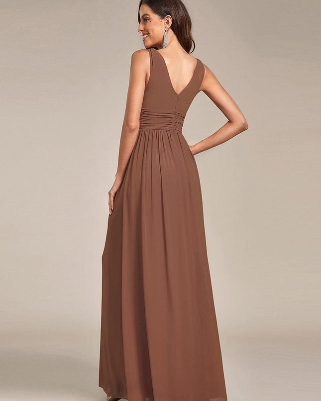 Hazel | V Neck Pleated Chiffon Wedding Guest Dress