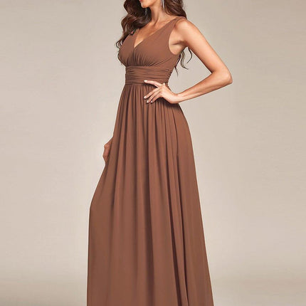 Hazel | V Neck Pleated Chiffon Wedding Guest Dress