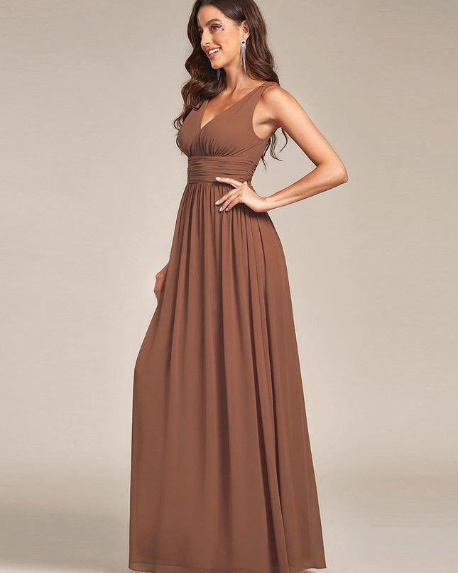 Hazel | V Neck Pleated Chiffon Wedding Guest Dress