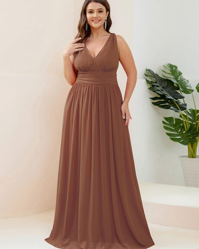 Hazel | V Neck Pleated Chiffon Wedding Guest Dress