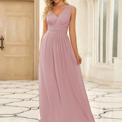 Hazel | V Neck Pleated Chiffon Wedding Guest Dress
