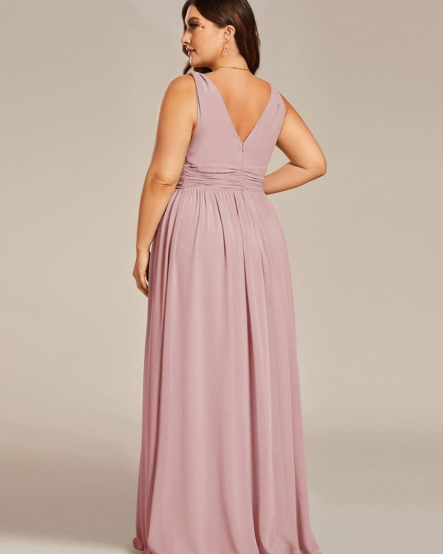 Hazel | V Neck Pleated Chiffon Wedding Guest Dress