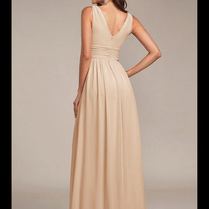 Hazel | V Neck Pleated Chiffon Wedding Guest Dress