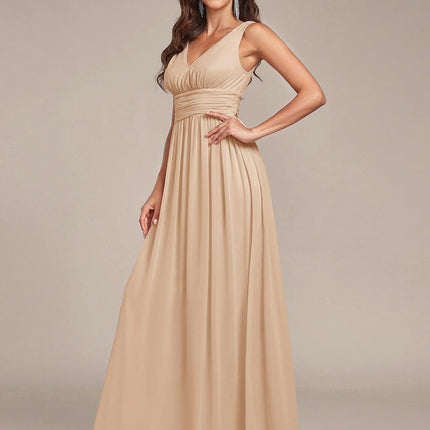 Hazel | V Neck Pleated Chiffon Wedding Guest Dress