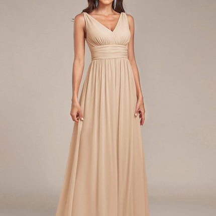 Hazel | V Neck Pleated Chiffon Wedding Guest Dress