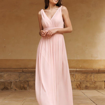 Hazel | V Neck Pleated Chiffon Wedding Guest Dress