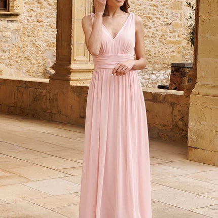 Hazel | V Neck Pleated Chiffon Wedding Guest Dress