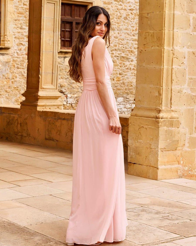 Hazel | V Neck Pleated Chiffon Wedding Guest Dress