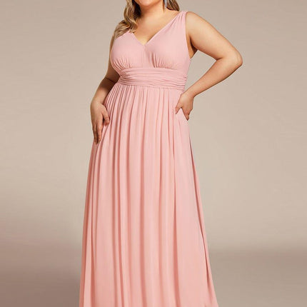 Hazel | V Neck Pleated Chiffon Wedding Guest Dress