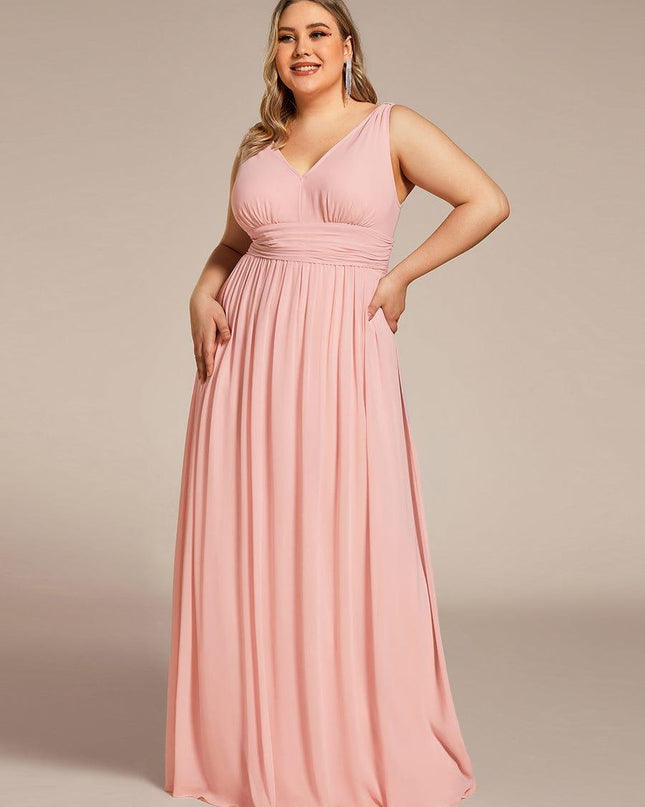 Hazel | V Neck Pleated Chiffon Wedding Guest Dress