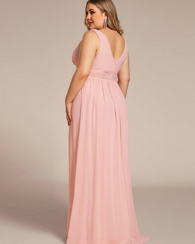 Hazel | V Neck Pleated Chiffon Wedding Guest Dress