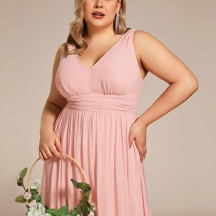 Hazel | V Neck Pleated Chiffon Wedding Guest Dress