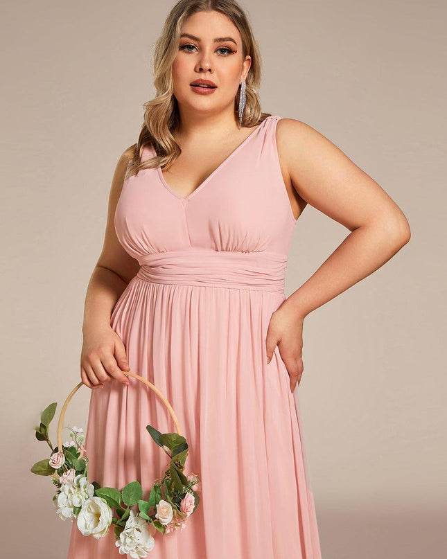 Hazel | V Neck Pleated Chiffon Wedding Guest Dress