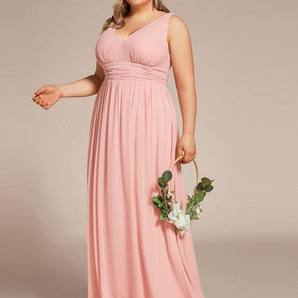 Hazel | V Neck Pleated Chiffon Wedding Guest Dress