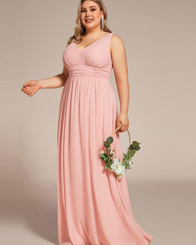 Hazel | V Neck Pleated Chiffon Wedding Guest Dress