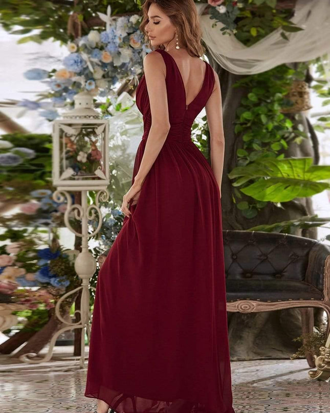 Hazel | V Neck Pleated Chiffon Wedding Guest Dress