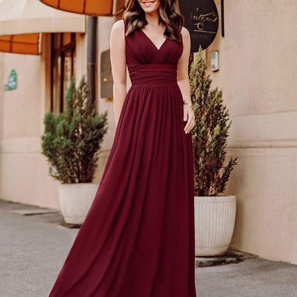 Hazel | V Neck Pleated Chiffon Wedding Guest Dress