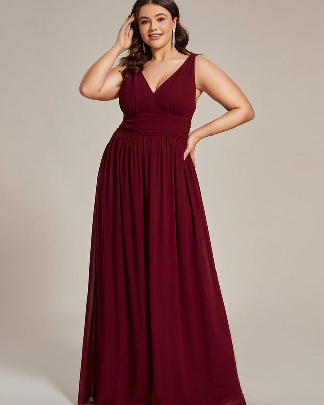 Hazel | V Neck Pleated Chiffon Wedding Guest Dress