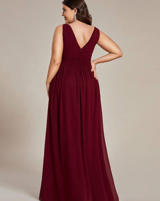 Hazel | V Neck Pleated Chiffon Wedding Guest Dress