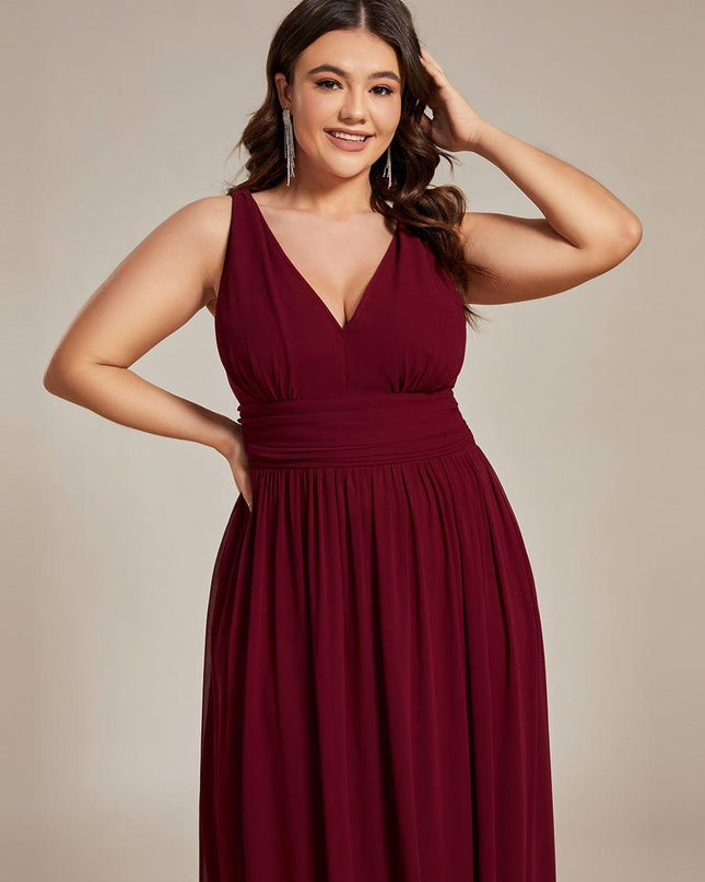 Hazel | V Neck Pleated Chiffon Wedding Guest Dress