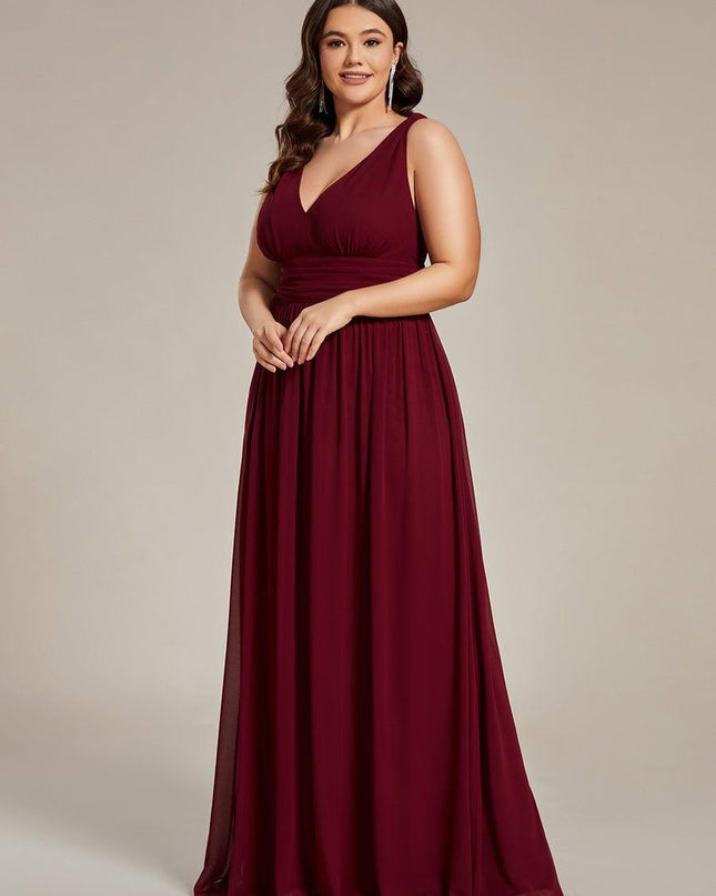 Hazel | V Neck Pleated Chiffon Wedding Guest Dress